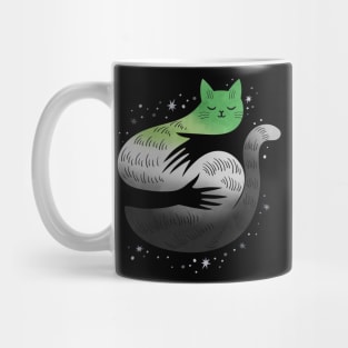 Aromantic Cat Hug LGBT Pride Flag Mug